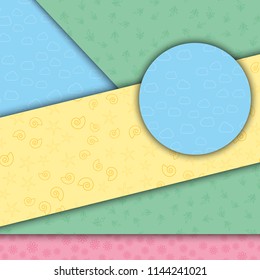 Frames for photo collage in Memphis style. Geometric vector background for summer images