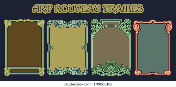 Frames, Photo Frames, Label Templates Art Nouveau Style