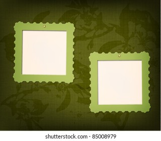 Frames for photo on the grunge floral fabric background