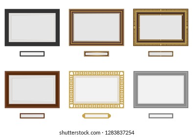 Frames for photo or picture. Vector wooden frame set. Picture frame vector on wall. Vintage set