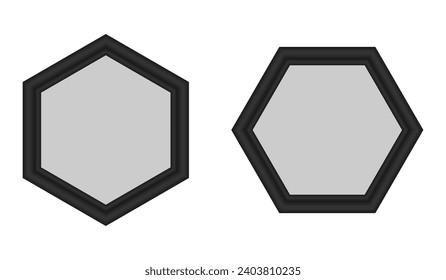 Frames photo vector. hexagon black frames for mockup, picture, painting, poster, lettering or photo gallery. vector illustration isolated on white background.