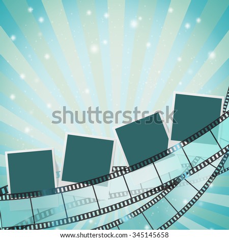 frames and photos on filmstrip composition. vector