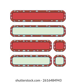 Frames pixel art element design for mobile app and web. Banner object for your concept design, invitation, greeting card, poster, photo frame. Video game assets. Isolated vector illustration.
