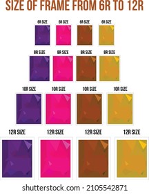 frames of purple, pink, brown and yellow backgrounds. Size 6R to 12R