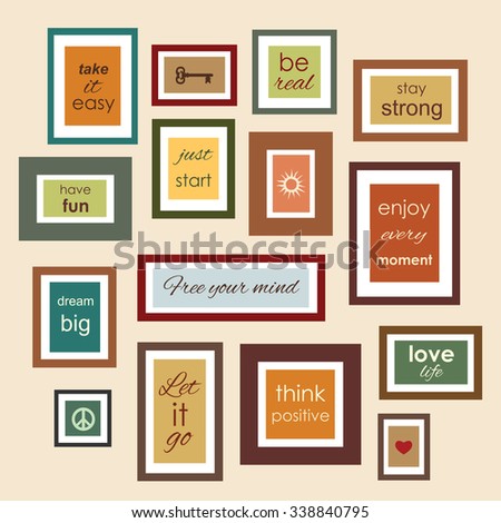 frames quotes sayings on wall vector stock vector royalty free