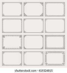 Frames retro set. Decorative vector vintage borders. Black and white old frame background. Baroque ornate. rococo illustration 