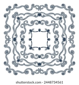 Frames in retro style.  Monochrome  frames isolated on white background. Vector illustration.