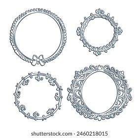 Frames in retro style.  Monochrome  frames isolated on white background. Vector illustration.