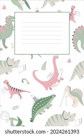 Frames set for children’s note book or postcard with cute dinosaurs