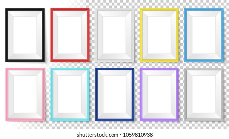 Frames set. Templates for your design. Realistic mock up vector collection. Photoframe isolated. Frames mockup. Isolated colorful photo framing for drawing, painting, business presentations, quotes.