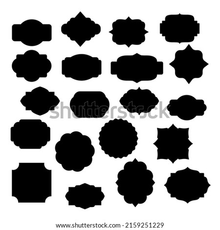 Frames silhouette, vector tags. Frames for cutting. Isolated on white background.