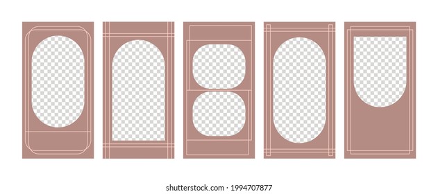 Frames for stories in modern minimalist style. Vector background. Social media template. Tarot cards. Boho, magic, esoteric style.