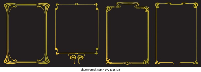 Frames with style Art Nouveau ornament vector set.