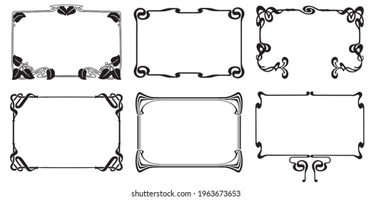 Frames with style Art Nouveau ornament vector set.