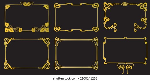 Frames with style Art Nouveau ornament vector set.