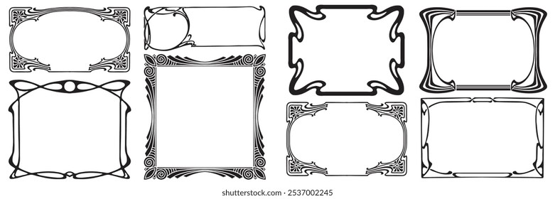 Frames with style Art Nouveau ornament vector set.