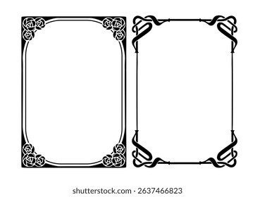 Frames with style Art Nouveau ornament set