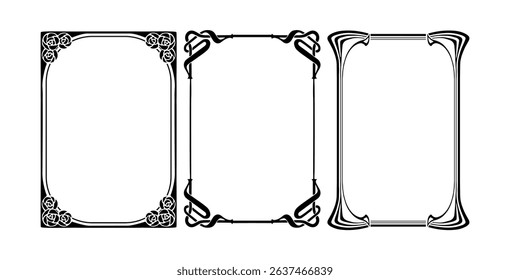 Frames with style Art Nouveau ornament set