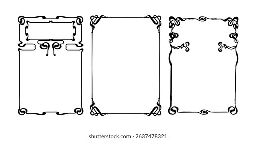 Frames with style Art Nouveau ornament set
