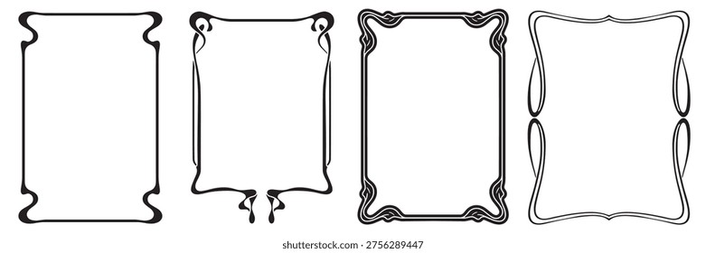Frames with style Art Nouveau ornament vector set.
