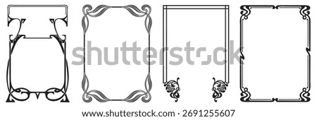 Frames with style Art Nouveau ornament vector set.