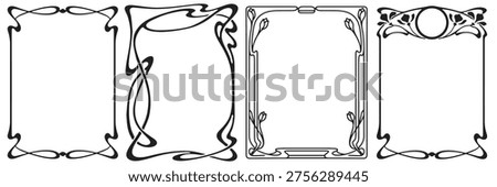 Frames with style Art Nouveau ornament vector set.