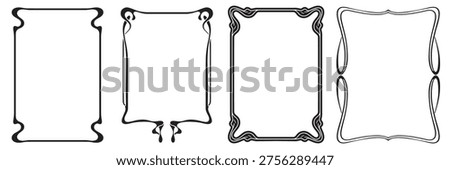 Frames with style Art Nouveau ornament vector set.