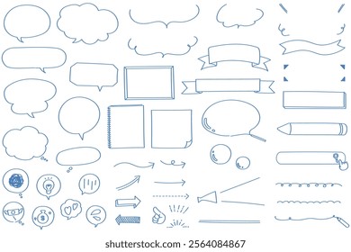 Frames such as line-drawn speech bubbles and ribbons, and speech bubbles that express emotions