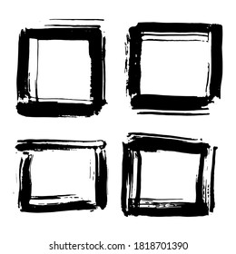 Marcos y cuadros de texto, conjunto de elementos dibujados a mano con textura gruesa, ilustración vectorial.