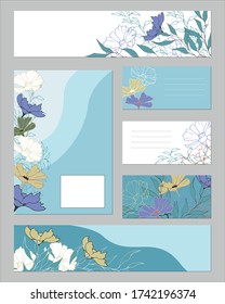 Frames for text with daisies. Floral banners, business cards and tags for your design.