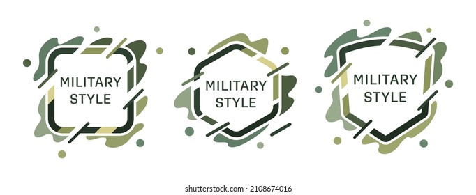 Frames for text in military style. Template for logo design, business cards, invitations, gift cards, flyers and brochures. Vector illustration