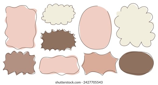 Frames for text in the style of Hand drawn. Hand drawn minimalist Text box set isolated on white background . Frames template collection in Doodle style