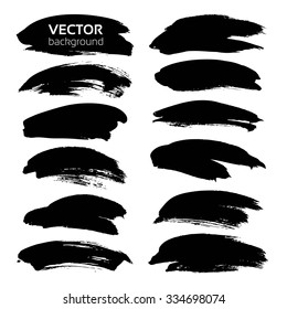 Frames from thick black textured strokes isolated on white background