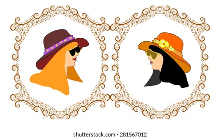 Frames with two girls avatars hat