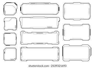 Frames user interface elements design modern technology futuristic control panel screen.