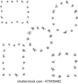 Frames of vector scribble monochrome  butterflies