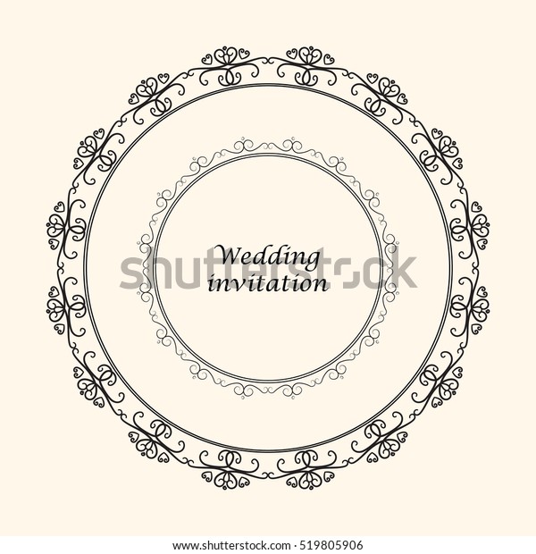 Frames Vector set. Vintage filigree elements.\
Wedding invitation decoration. Ornamental wedding vintage round\
swirls. For calligraphy, greeting frame, ornate border, invitation\
card.