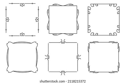 Rahmen Vintage Rechteck Ornamente dekorative Set. Kalligrafischer Luxus-Stil, elegante Hochzeitsfiligrane florale Elemente für Design-Einladung, Grußkarte. Vorlagenzertifikat Vektorgrafik