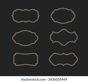 Frames vintage set isolated on Black background. Decorative vintage frames. Vector illustration