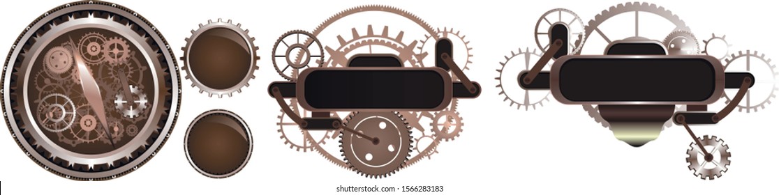 Frames vintage set, steampunk mechanical cogs and gears. Good for menu, banner or invitation