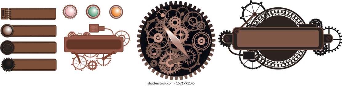 Rahmen Vintage Set, Steampunker mechanische Zahnräder und Zahnräder. Gut für Menü, Banner oder Einladung