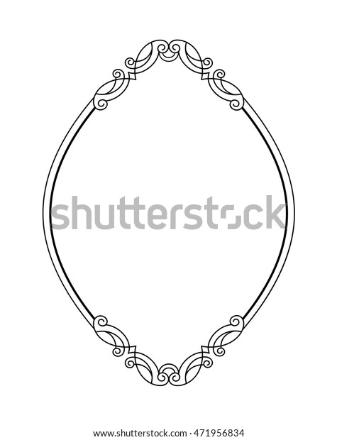 Frames .Vintage\
vector. Well built for easy editing. Black white. Oval with\
symmetrical decorative\
inserts.