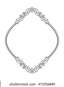 Frames .Vintage vector.Well built for easy editing.Black white.Oval with symmetrical decorative inserts.
