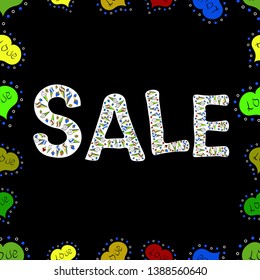 Frames. Vivid marble texture Vector illustration. Seamless pattern. Marketing banners in trendy style design. End of season sale. Vector. Illustration in white, black and green colors.