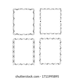 Frames with wavy line. Fashion decorative graphic design. Modern decoration to stylish frame. Monochrome template for prints, vignette, photograph, banner, blank. Design element. Vector illustration.