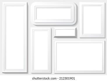 Frames with white planks and background.