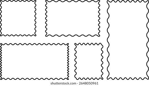 frames zigzag edge line shapes. scalloped frames. Wiggly squiggly curvy wavy scalloped edge. Geometric zig zag wavy edge stickers