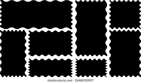 frames zigzag edge shapes. oval and square scalloped frames. Scallop edge shape set.  Geometric shapes with scallop and zigzag edges
