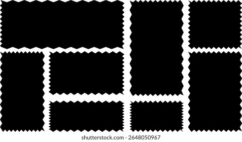 frames zigzag edge shapes. oval and square scalloped frames. Scallop edge shape set.  Geometric shapes with scallop and zigzag edges
