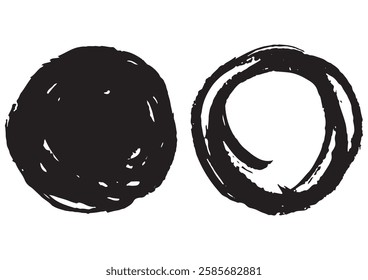 Frameset of a circle drawn with a brush. Vector data.